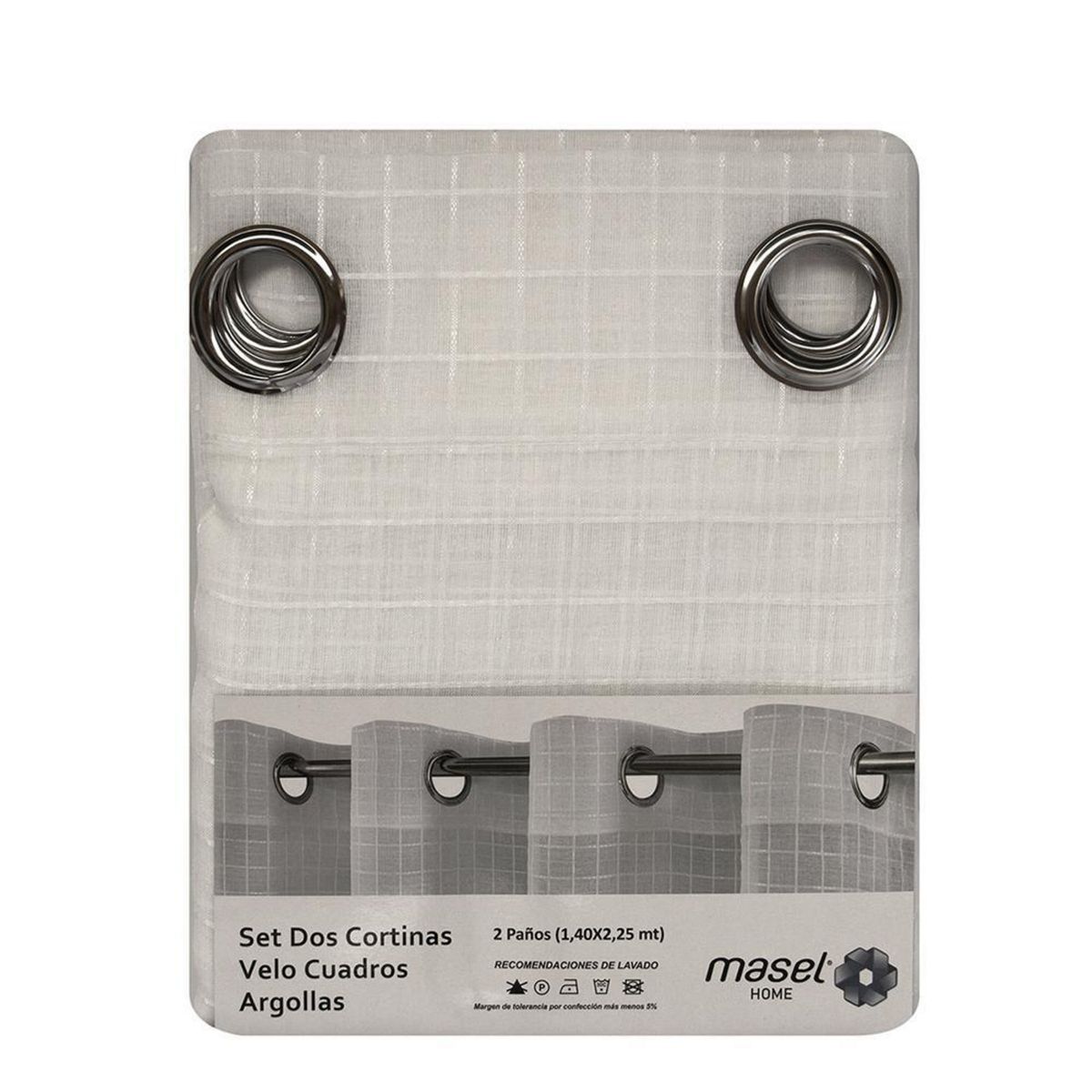 MASEL - Set de cortinas De velo 140x225 cm Blanco