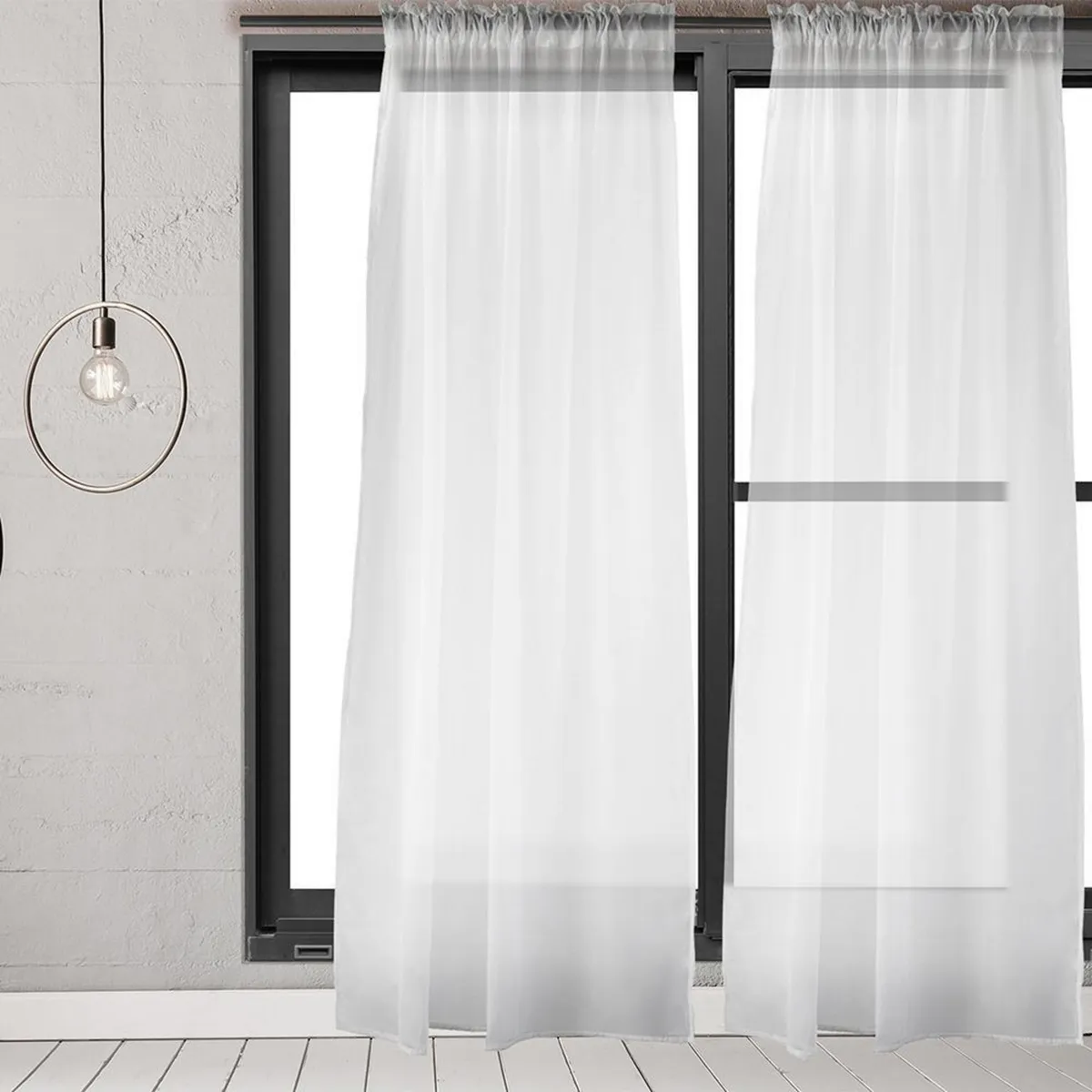 MASEL - Set de cortinas De velo 140x225 cm Blanco