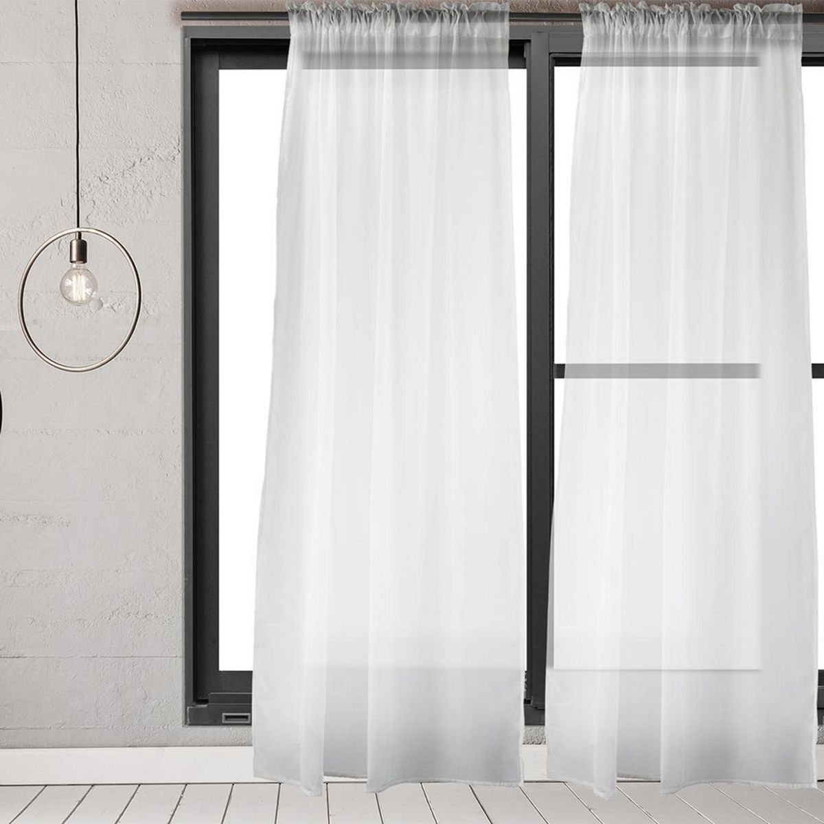 MASEL - Set de cortinas De velo 140x225 cm Blanco