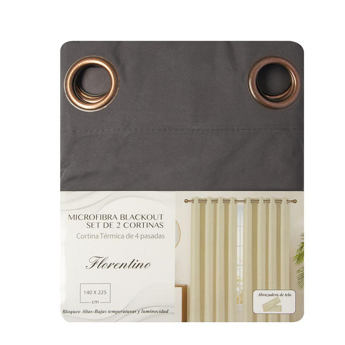 MASEL - Set 2 Cortinas Black-Out Microfibra 140x225 cm