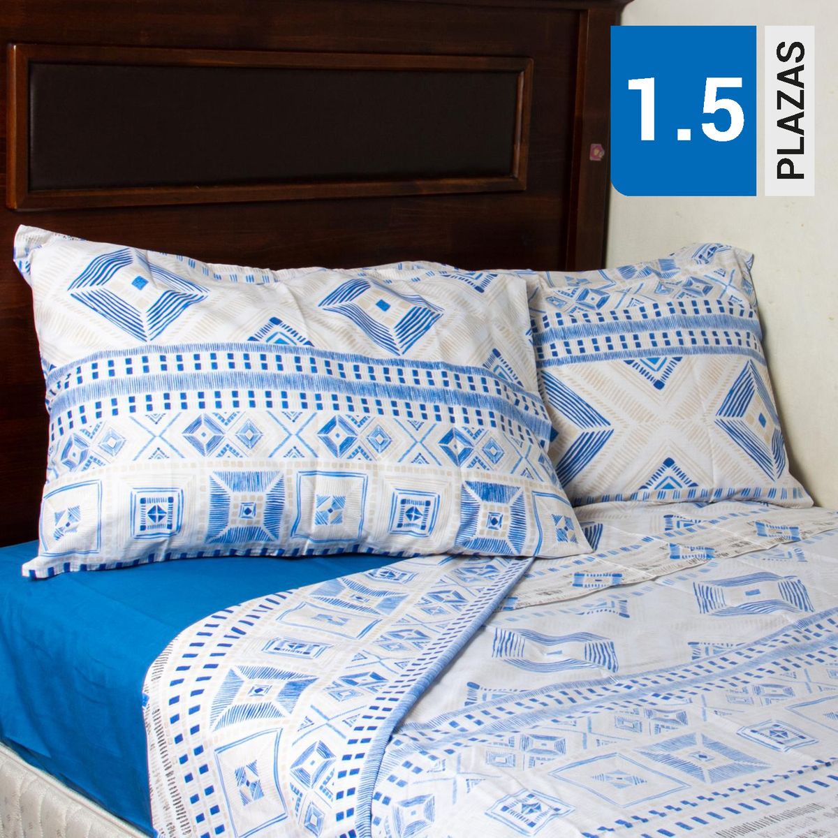 MASEL - Juego de Sábanas 144 Hilos Azú