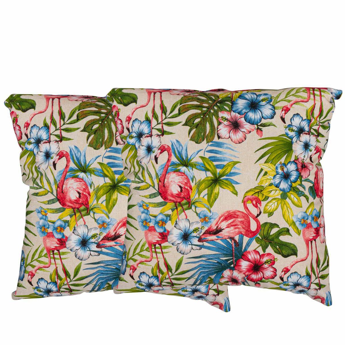 MASEL - Set de cojines Española estampada Beige 50x50 cm