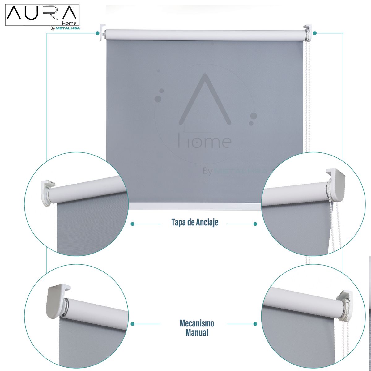 AURA - Cortina Roller Black Out Aura Gris