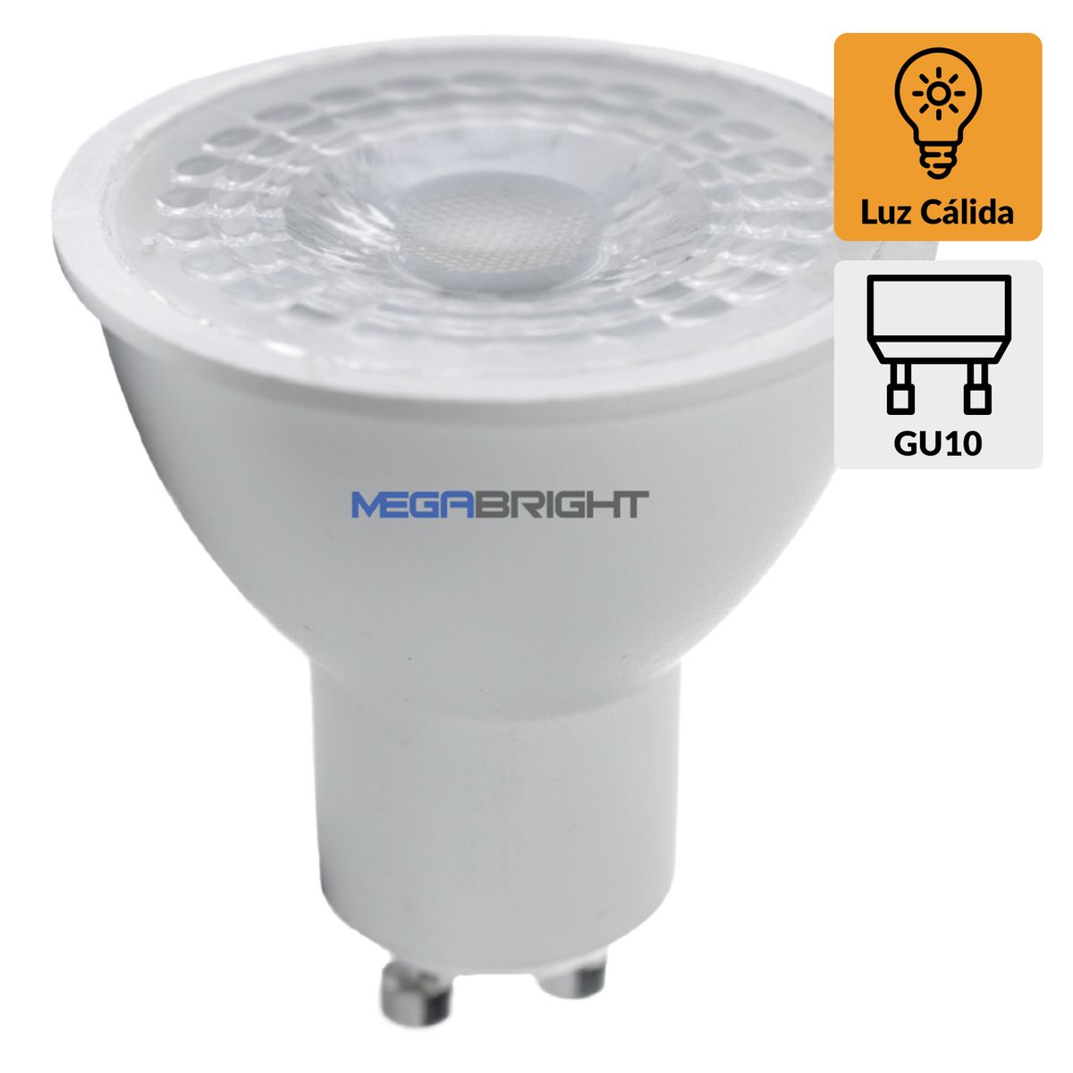 MEGABRIGHT - Ampolleta Led 5.5 W GU10 390 lm Luz Cálida