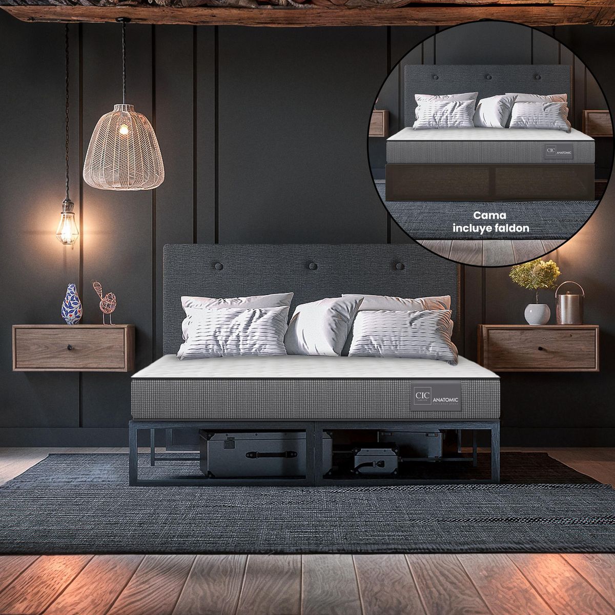 CIC - Cama Iron Smart Anatomic 2 pz respaldo bl + faldon