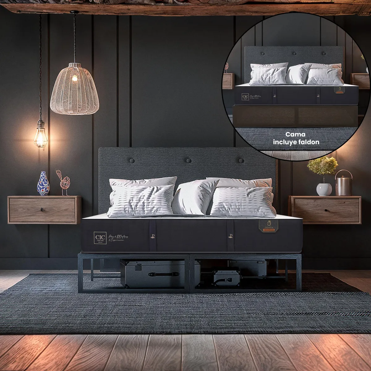 CIC - Cama Iron Smart Premium 2 pz + faldon