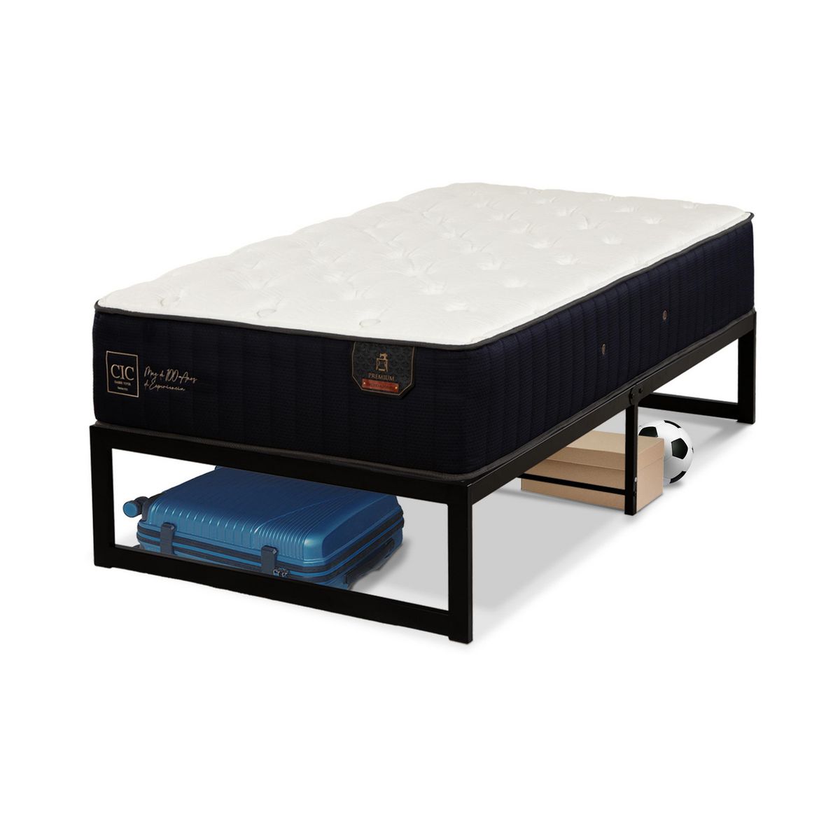 CIC - Cama Iron Smart Premium 1,5 pz respaldo bl + faldon