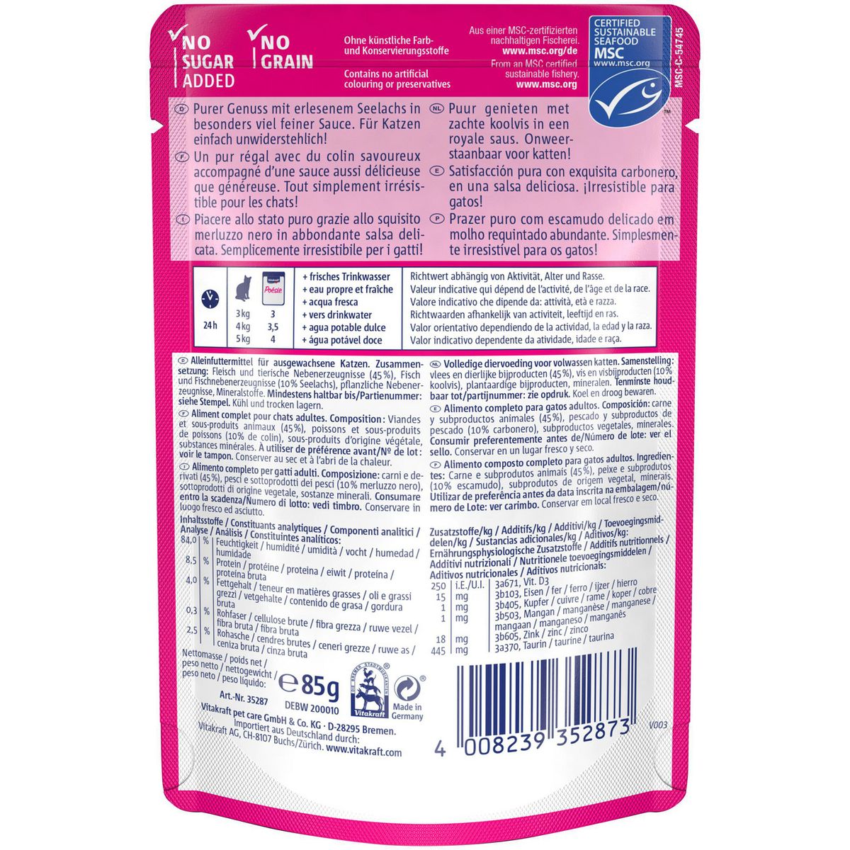 VITAKRAFT - Snack para Gato Todas las edades Pescado 0.085 kg