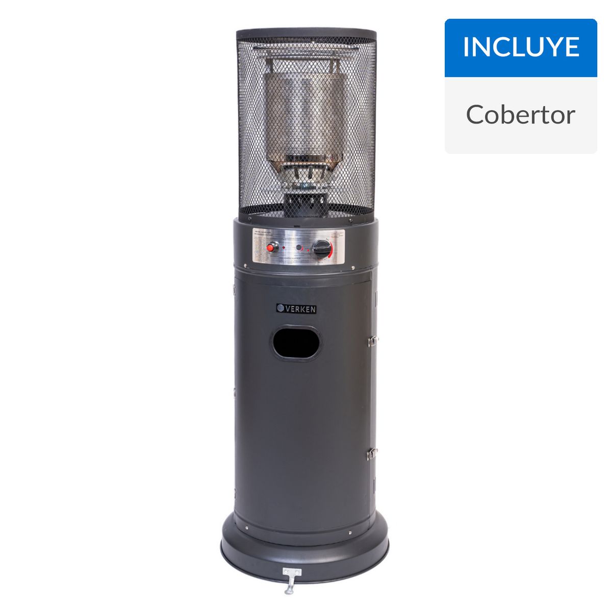 VERKEN - Estufa Exterior Patio Heater Lit a Gas Acero Negra Mate