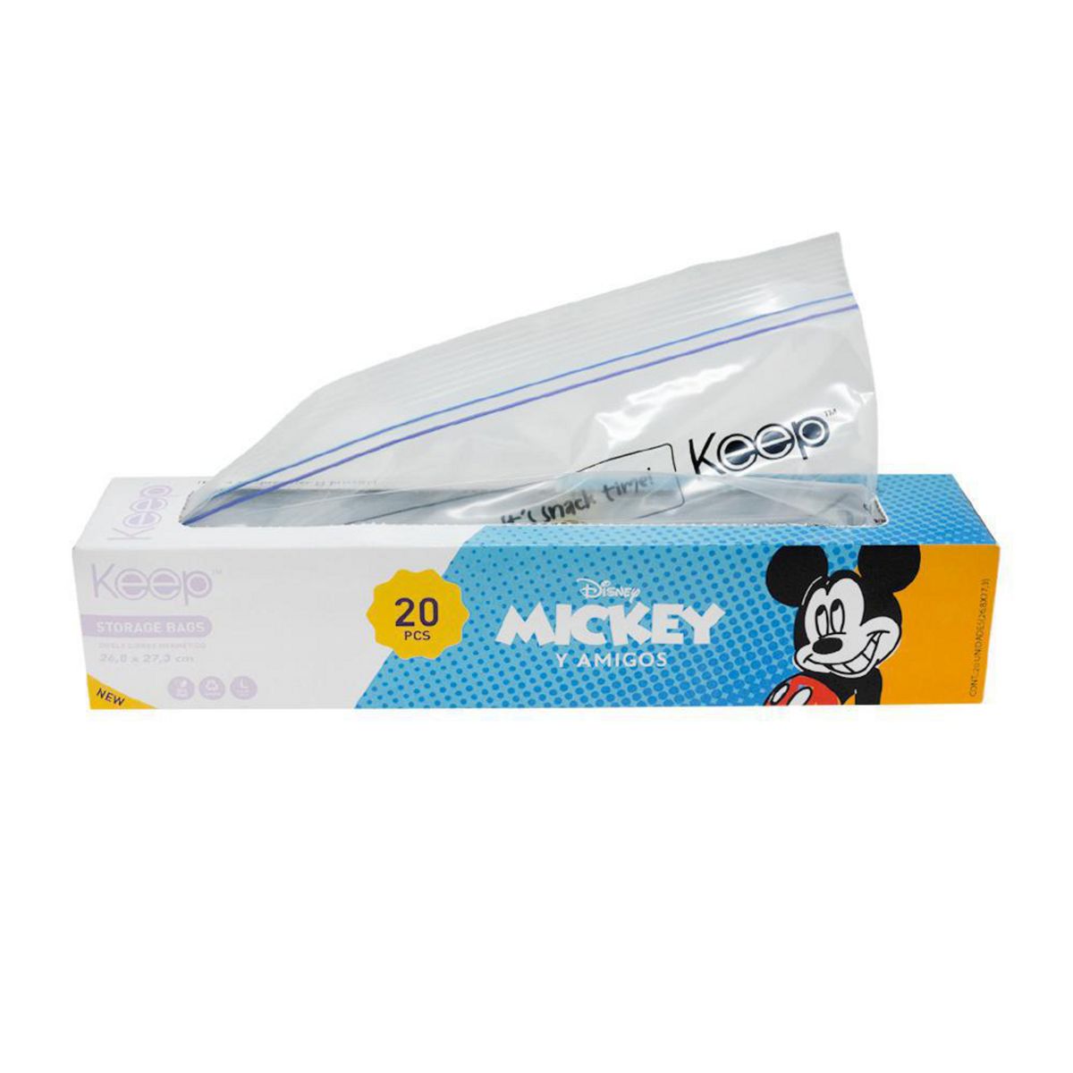 DISNEY - Pack 20 Bolsas Storage Disney Mickey Herméticas 2 Litros Alimentos
