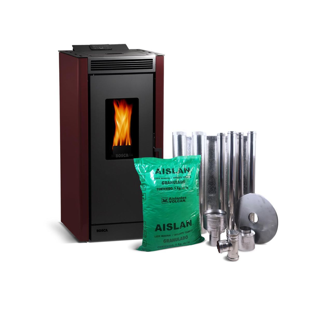 BOSCA - Estufa Pellet Pellet Black Vision Burdeo Burdeo