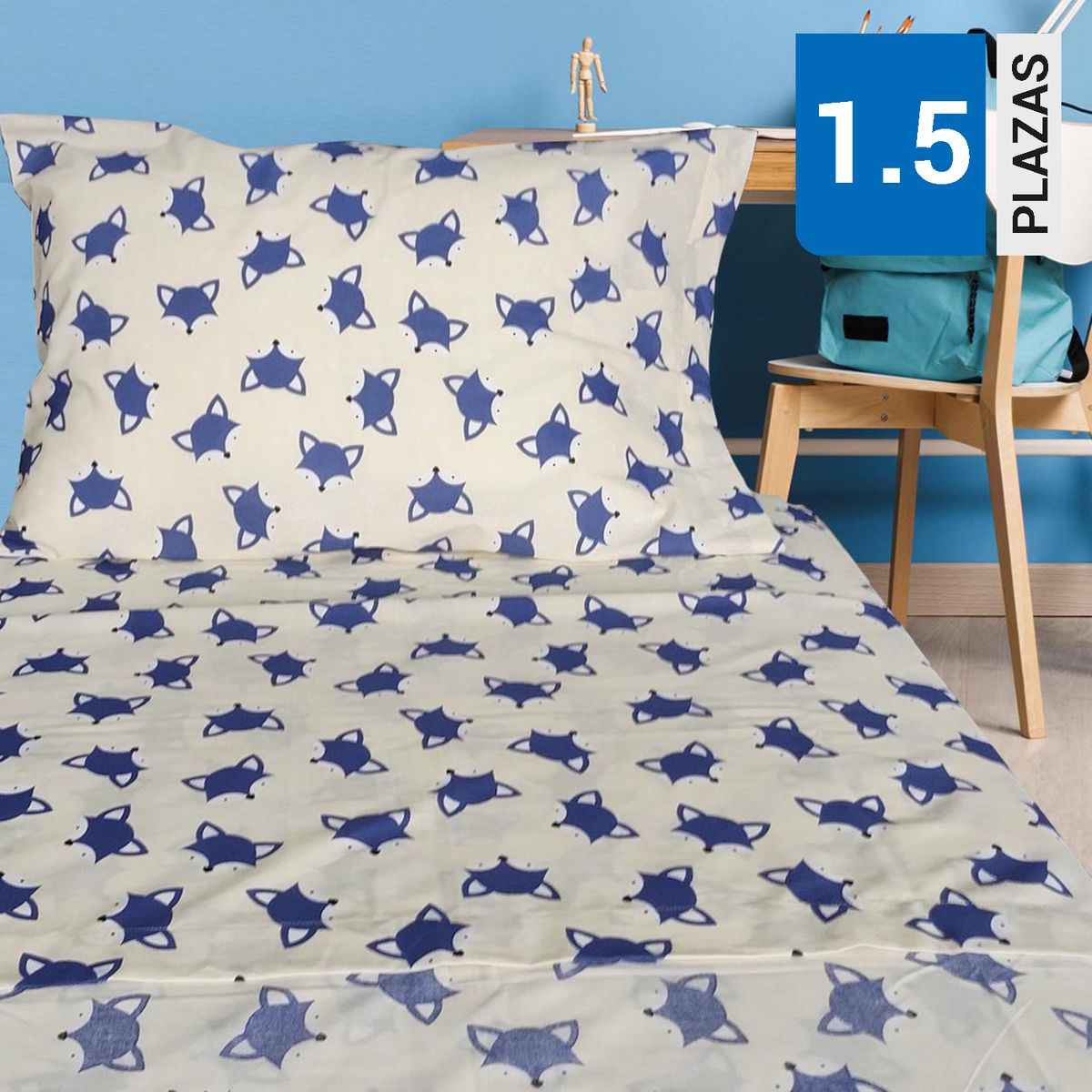 ILLUSIONS - Sabana Fox 1.5 plazas 144 Hilos Beige