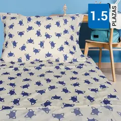 ILLUSIONS - Sabana Fox 1.5 plazas Poliéster algodón 144 Hilos Beige