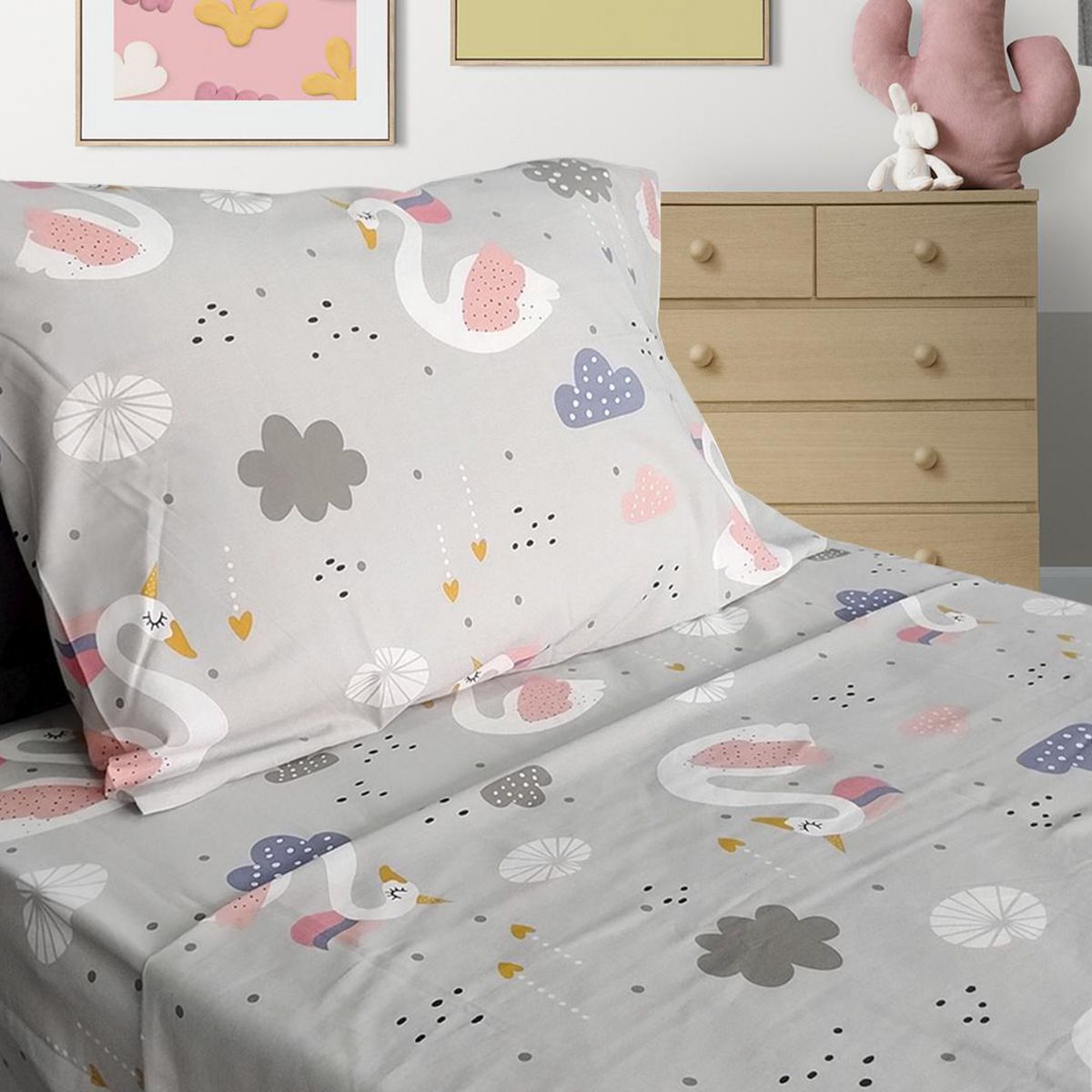 ILLUSIONS - Sabana Swan 1 plaza 144 Hilos Gris