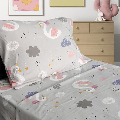 Imagen 2 del producto Sabana Swan 1 plaza 144 Hilos Gris