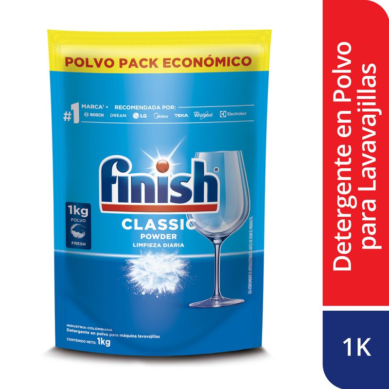 FINISH - Detergente en polvo para lavavajillas 1 kg Doypack