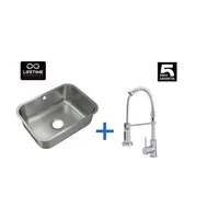 Lavaplatos Bajo Encimera con Grifería 1 Cubeta(s) 57.5x20x42.5 cm Acero inoxidable