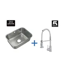 TEKA - Lavaplatos Bajo Encimera con Grifería 1 Cubeta(s) 57.5x20x42.5 cm Acero inoxidable