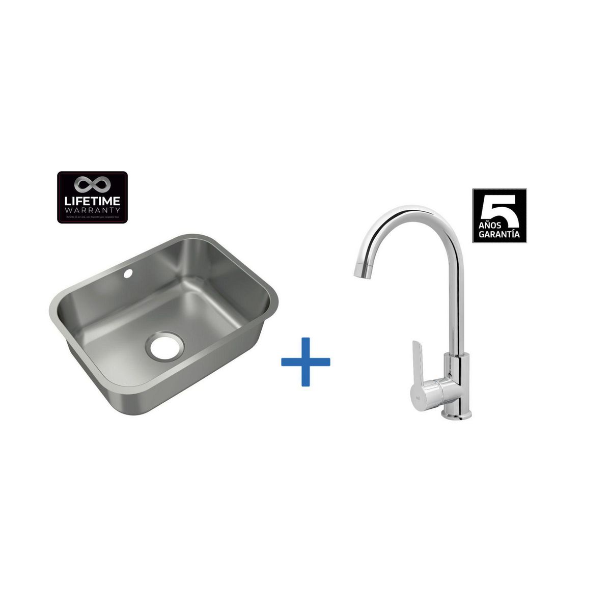 TEKA - Lavaplatos Bajo Encimera con Grifería 1 Cubeta(s) 57.5x20x42.5 cm Acero inoxidable