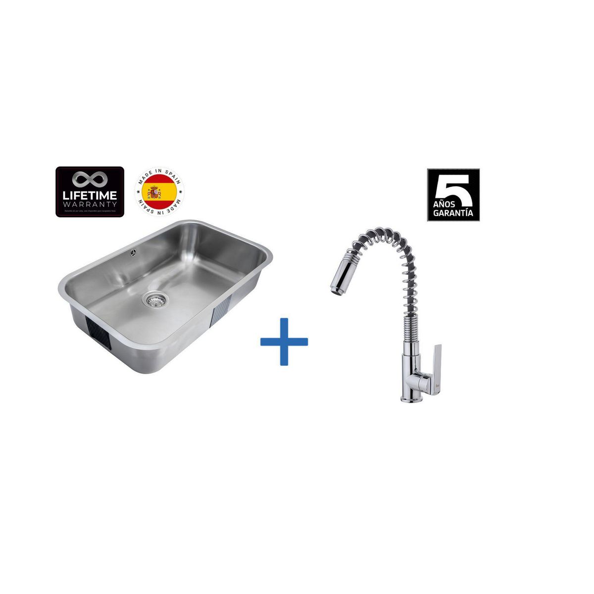 TEKA - Lavaplatos Bajo Encimera con Grifería 1 Cubeta(s) 78.7x20x48.2 cm Acero inoxidable