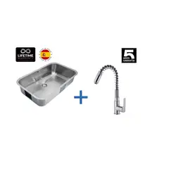 TEKA - Lavaplatos Bajo Encimera con Grifería 1 Cubeta(s) 78.7x20x48.2 cm Acero inoxidable