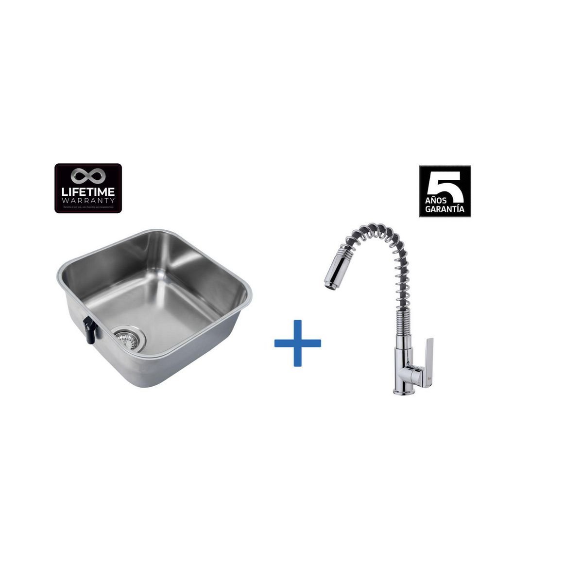 TEKA - Lavaplatos Bajo Encimera con Grifería 1 Cubeta(s) 43.3x18x43.3 cm Acero inoxidable