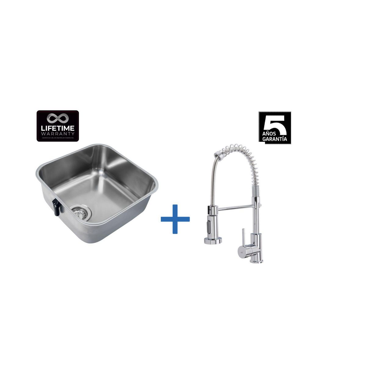 TEKA - Lavaplatos Bajo Encimera con Grifería 1 Cubeta(s) 43.3x18x43.3 cm Acero inoxidable