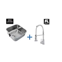 Lavaplatos Bajo Encimera con Grifería 1 Cubeta(s) 43.3x18x43.3 cm Acero inoxidable