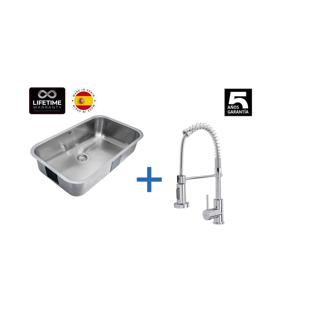 TEKA - Lavaplatos Bajo Encimera con Grifería 1 Cubeta(s) 78.7x20x48.2 cm Acero inoxidable