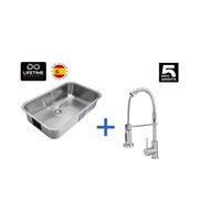 Lavaplatos Bajo Encimera con Grifería 1 Cubeta(s) 78.7x20x48.2 cm Acero inoxidable