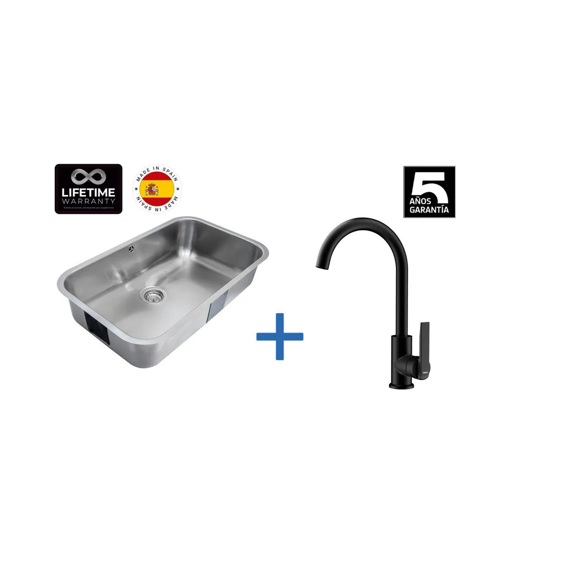 TEKA - Lavaplatos Bajo Encimera con Grifería 1 Cubeta(s) 78.7x20x48.2 cm Acero inoxidable