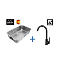 TEKA - Lavaplatos Bajo Encimera con Grifería 1 Cubeta(s) 78.7x20x48.2 cm Acero inoxidable