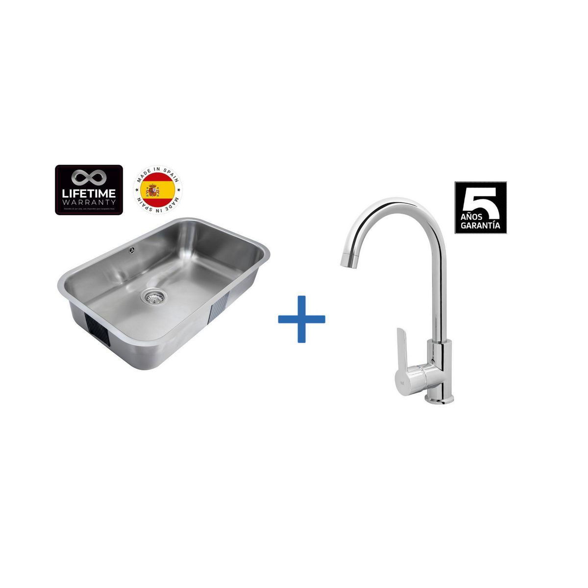 TEKA - Lavaplatos Bajo Encimera con Grifería 1 Cubeta(s) 78.7x20x48.2 cm Acero inoxidable