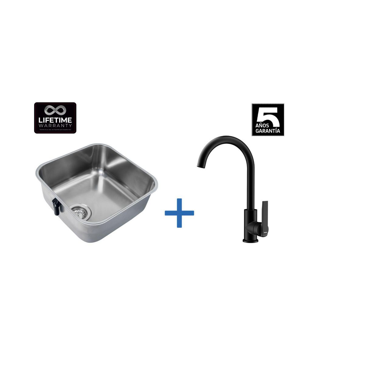 TEKA - Lavaplatos Bajo Encimera con Grifería 1 Cubeta(s) 43.3x18x43.3 cm Acero inoxidable