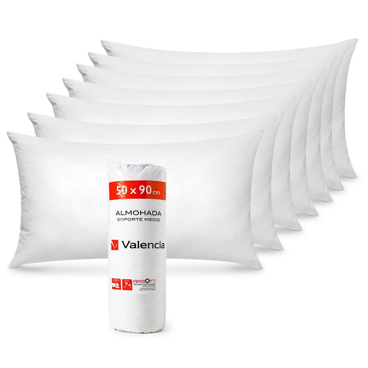 CANNON - Pack 8 Almohadas de Fibra sintética para Dormir 50x90 cm