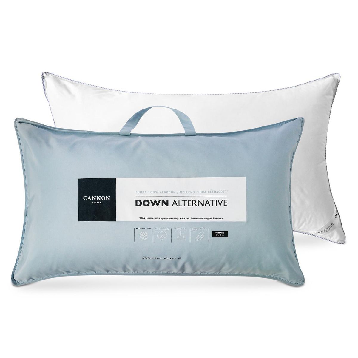 CANNON - Pack 2 Almohadas Down Alternative de Fibra sintética para Dormir 50x90 cm