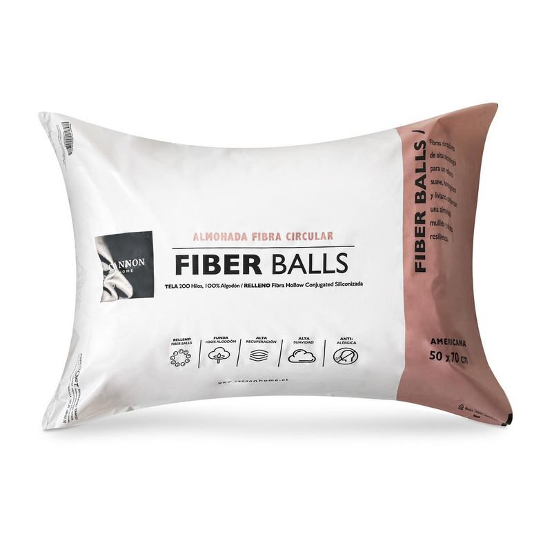 CANNON - Pack 2 Almohadas Fiber Balls de Fibra sintética para Dormir 50x70 cm