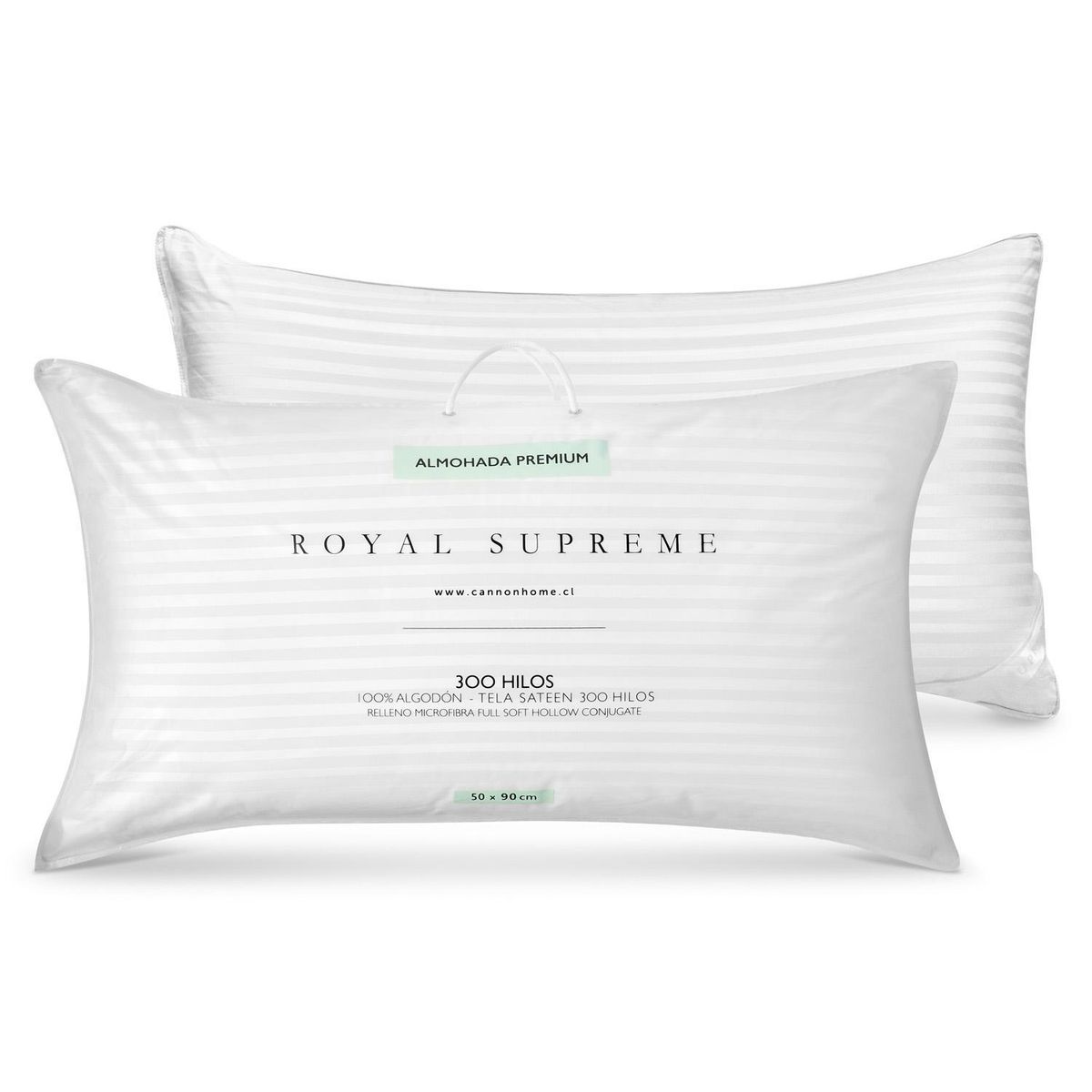 CANNON - Pack 2 Almohadas Premiun Dobby de Fibra sintética para Dormir 50x90 cm