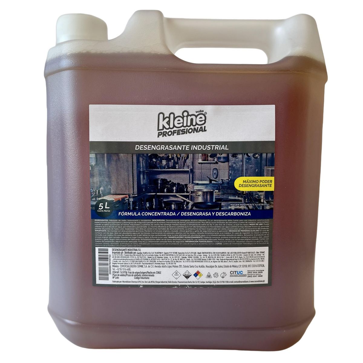 KLEINE WOLKE - Desengrasante Industrial Kleine Wolke 5 Litros Cocina Profesional