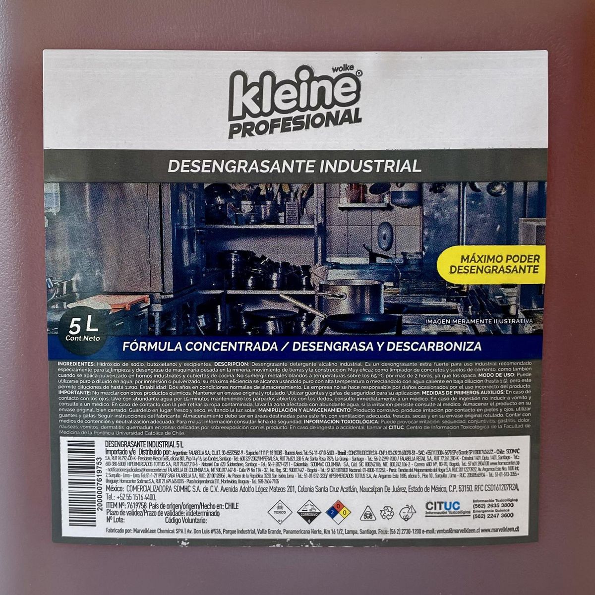 KLEINE WOLKE - Desengrasante Industrial Kleine Wolke 5 Litros Cocina Profesional