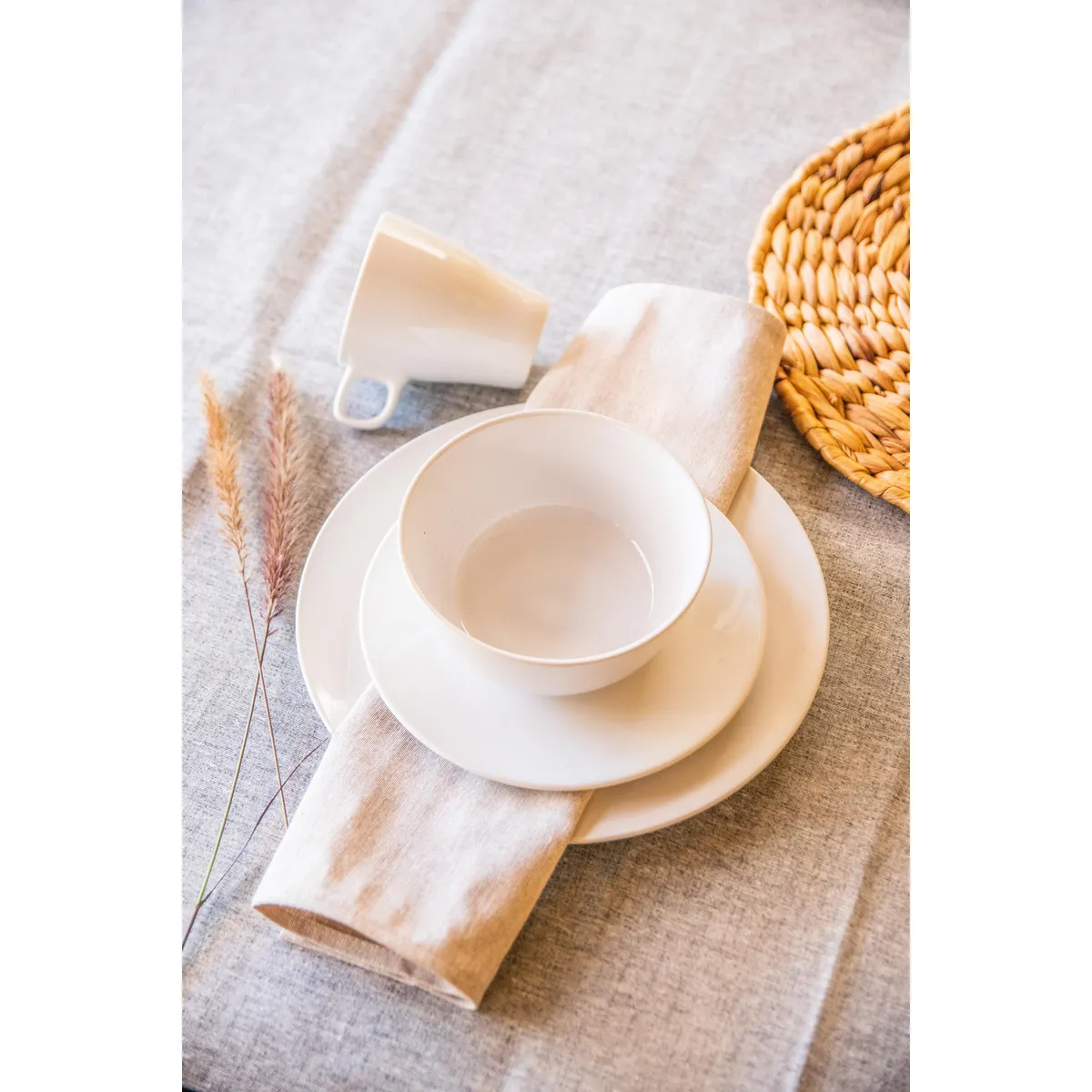 DECO EXPRESS - Juego Vajillas 16 Piezas Cerámica Lisa Blanco