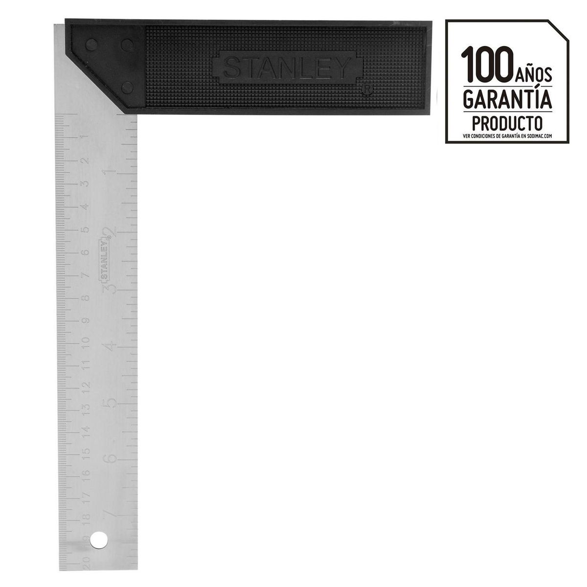 STANLEY - Escuadra Metálica Carpintería 8" Aluminio Negro