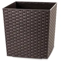 Macetero Estilo Ratán Cuadrada de Plástico 24x25.5 cm Marrón