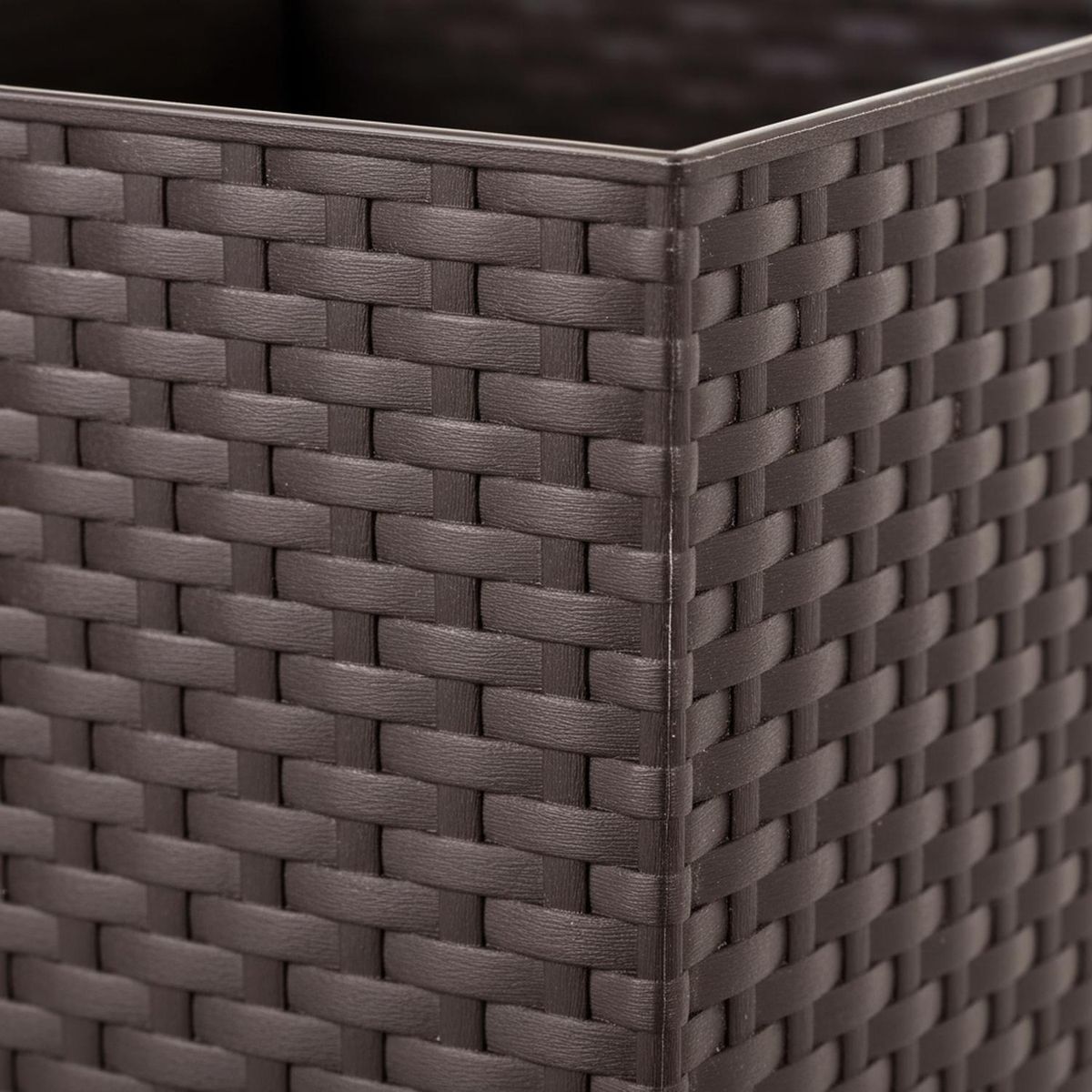REYPLAST - Macetero Estilo Ratán Cuadrada de Plástico 24x25.5 cm Marrón 