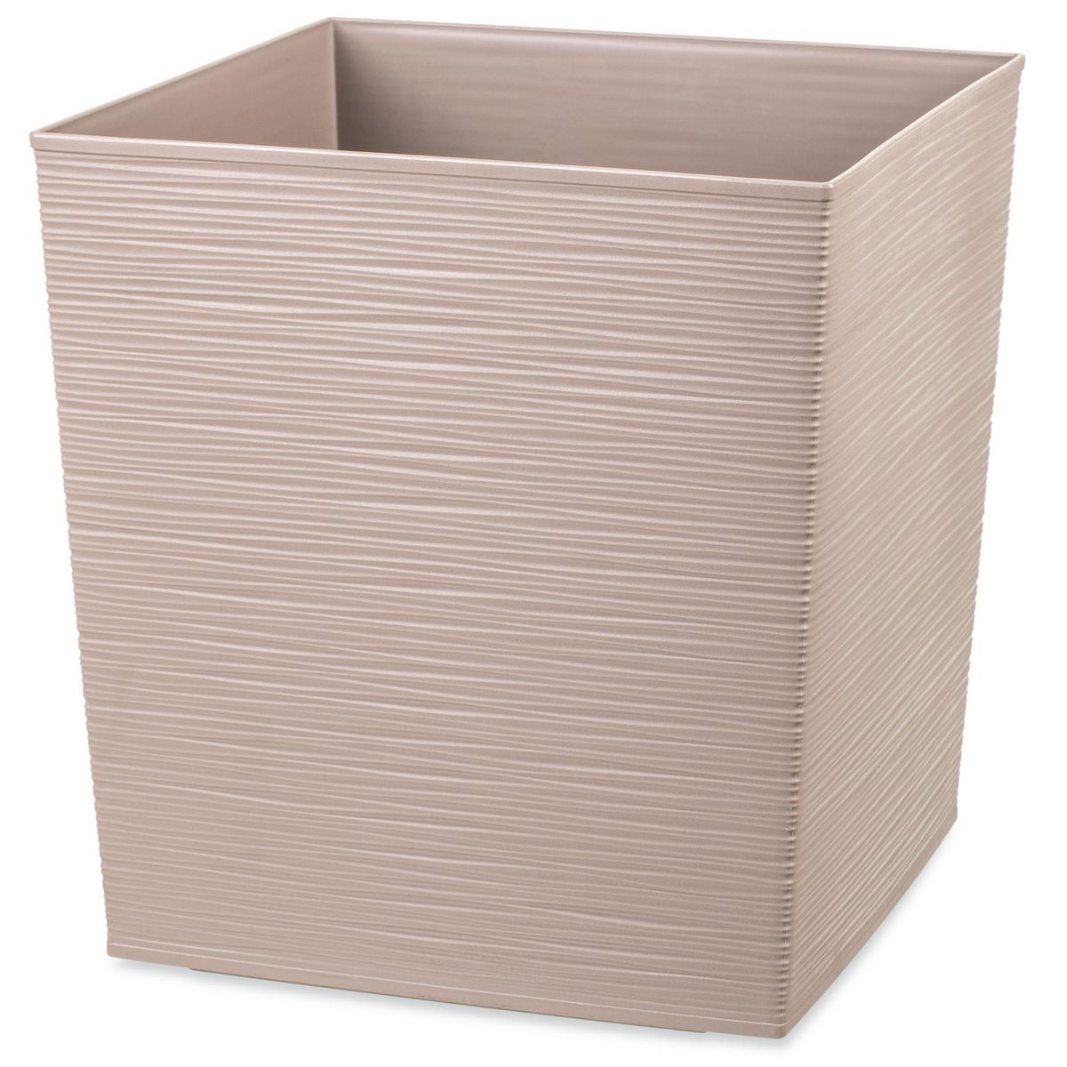 REYPLAST - Macetero Estilo Piedra Cuadrada de Plástico 24x25.5 cm Taupe