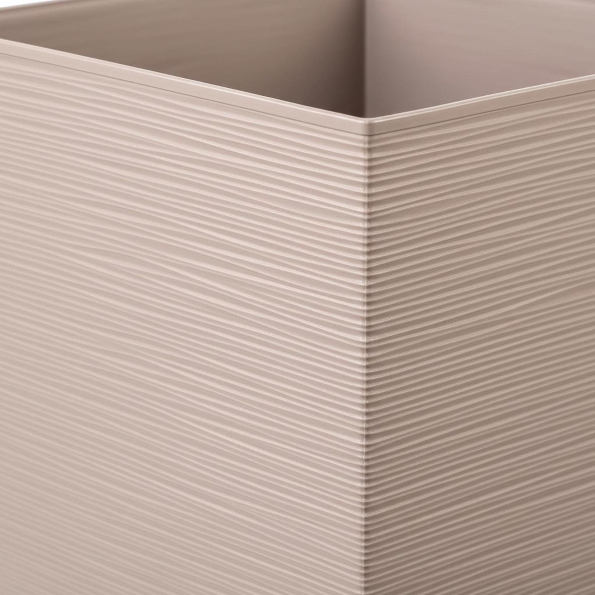 REYPLAST - Macetero Estilo Piedra Cuadrada de Plástico 24x25.5 cm Taupe