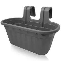 REMBRE - Jardinera colgante para balcon gancho doble, color gris