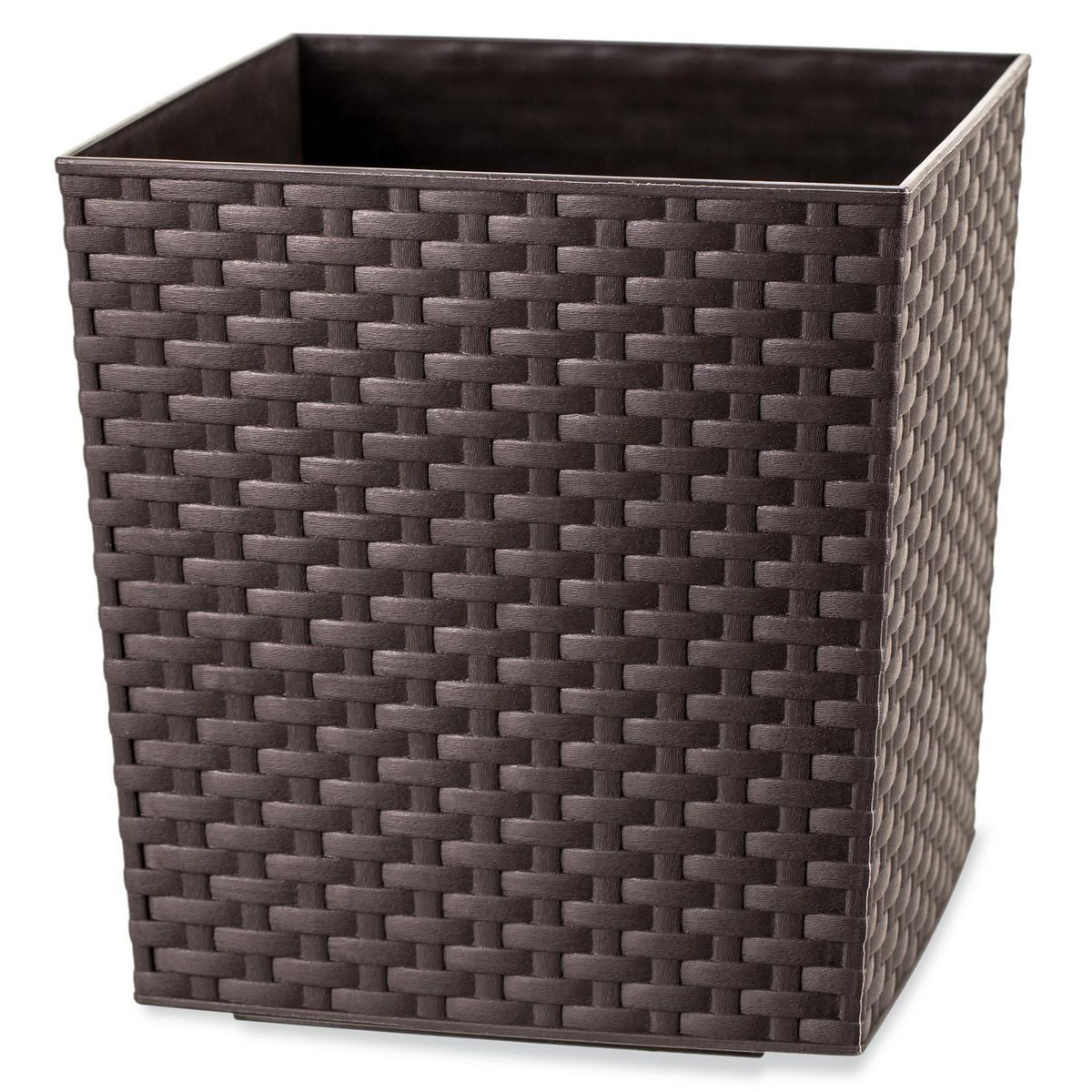 REYPLAST - Macetero Estilo Ratán Cuadrada de Plástico 28.6x30 cm Marrón 