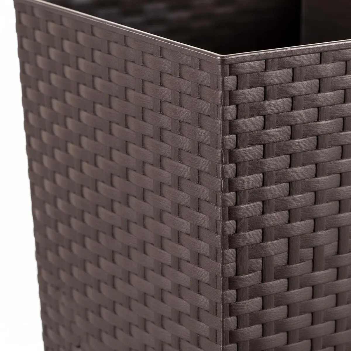 REYPLAST - Macetero Estilo Ratán Cuadrada de Plástico 28.6x30 cm Marrón 