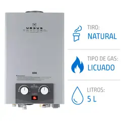 URSUS TROTTER - Calefont Gas Licuado 5 Litros Tiro Natural Ionizado